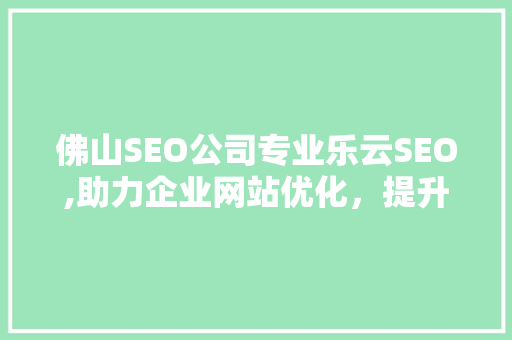 佛山SEO公司专业乐云SEO,助力企业网站优化，提升网络竞争力