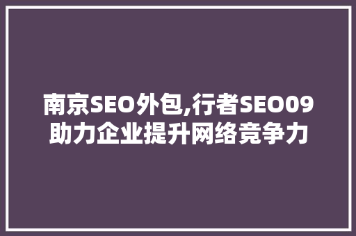 南京SEO外包,行者SEO09助力企业提升网络竞争力