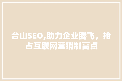 台山SEO,助力企业腾飞，抢占互联网营销制高点