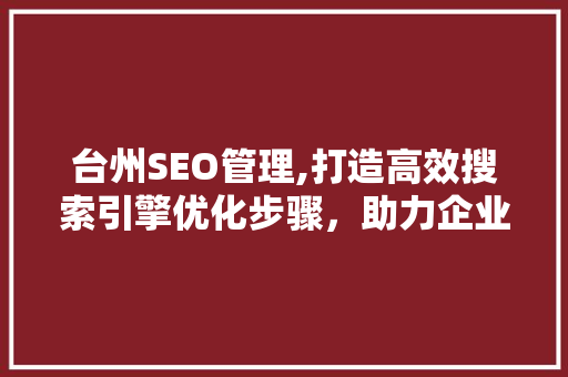 台州SEO管理,打造高效搜索引擎优化步骤，助力企业腾飞