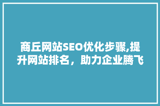 商丘网站SEO优化步骤,提升网站排名，助力企业腾飞