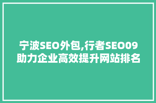 宁波SEO外包,行者SEO09助力企业高效提升网站排名