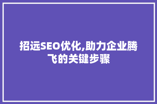 招远SEO优化,助力企业腾飞的关键步骤
