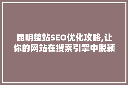 昆明整站SEO优化攻略,让你的网站在搜索引擎中脱颖而出
