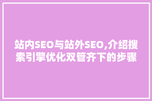 站内SEO与站外SEO,介绍搜索引擎优化双管齐下的步骤