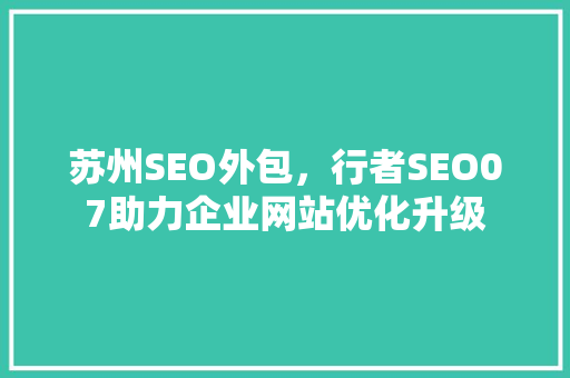 苏州SEO外包，行者SEO07助力企业网站优化升级
