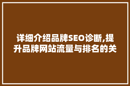 详细介绍品牌SEO诊断,提升品牌网站流量与排名的关键步骤