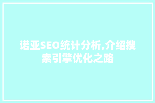 诺亚SEO统计分析,介绍搜索引擎优化之路