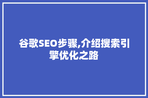 谷歌SEO步骤,介绍搜索引擎优化之路