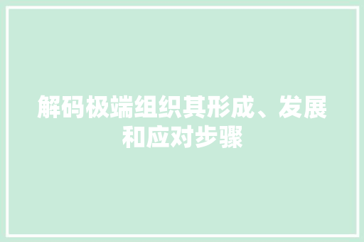 解码极端组织其形成、发展和应对步骤