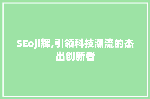 SEoji辉,引领科技潮流的杰出创新者