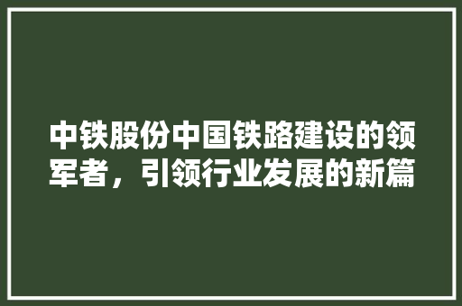 中铁股份中国铁路建设的领军者，引领行业发展的新篇章