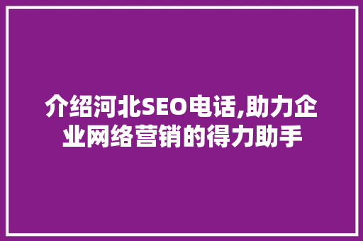 介绍河北SEO电话,助力企业网络营销的得力助手