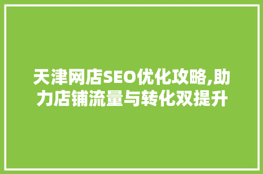 天津网店SEO优化攻略,助力店铺流量与转化双提升