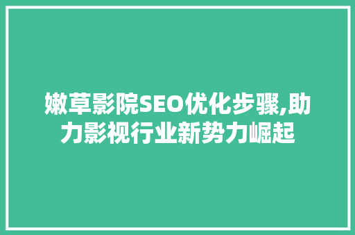 嫩草影院SEO优化步骤,助力影视行业新势力崛起