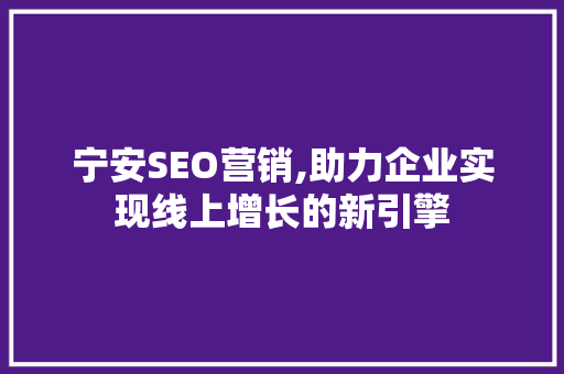 宁安SEO营销,助力企业实现线上增长的新引擎