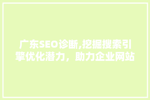 广东SEO诊断,挖掘搜索引擎优化潜力，助力企业网站腾飞