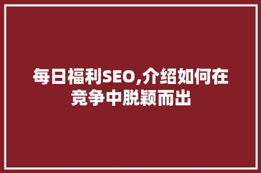每日福利SEO,介绍如何在竞争中脱颖而出
