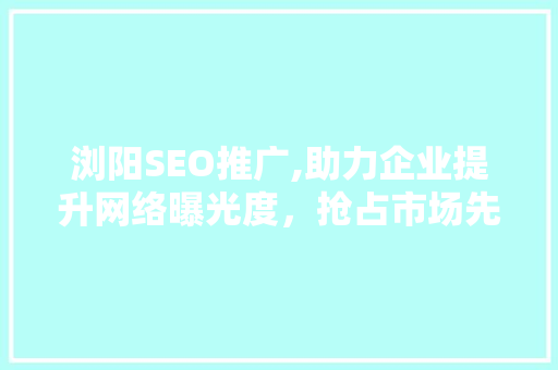 浏阳SEO推广,助力企业提升网络曝光度，抢占市场先机