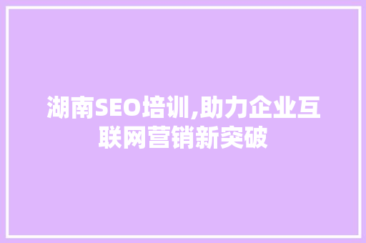 湖南SEO培训,助力企业互联网营销新突破