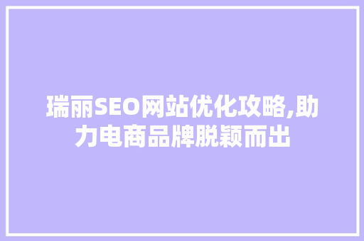 瑞丽SEO网站优化攻略,助力电商品牌脱颖而出