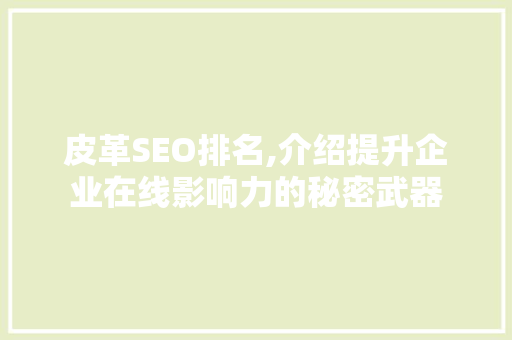 皮革SEO排名,介绍提升企业在线影响力的秘密武器