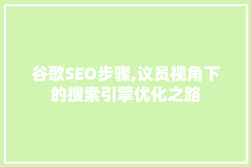 谷歌SEO步骤,议员视角下的搜索引擎优化之路