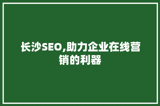 长沙SEO,助力企业在线营销的利器