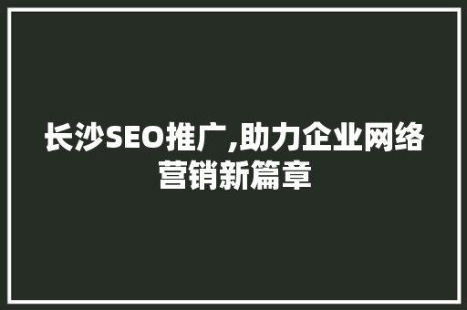 长沙SEO推广,助力企业网络营销新篇章