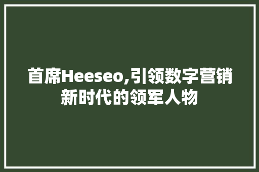 首席Heeseo,引领数字营销新时代的领军人物