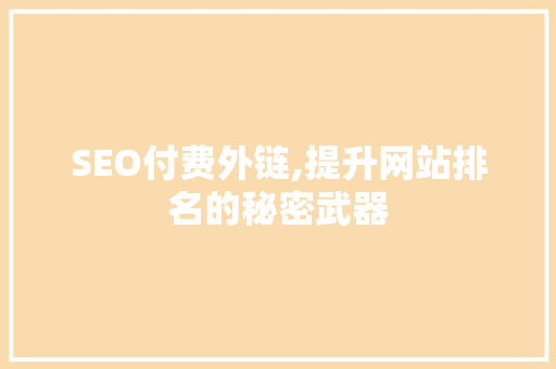 SEO付费外链,提升网站排名的秘密武器