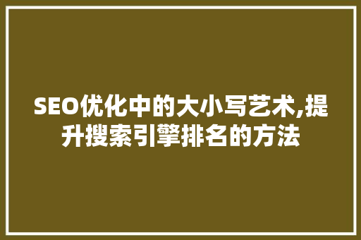 SEO优化中的大小写艺术,提升搜索引擎排名的方法