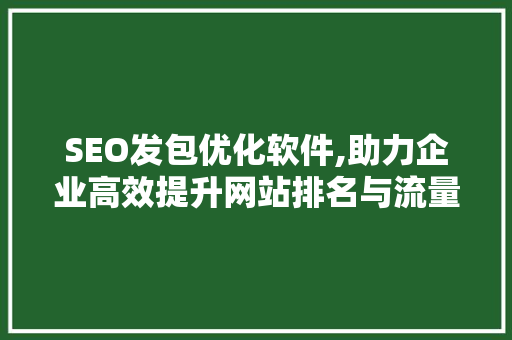 SEO发包优化软件,助力企业高效提升网站排名与流量