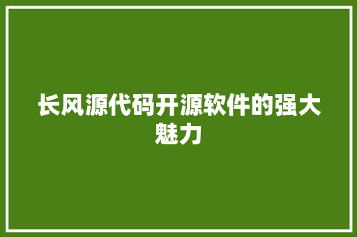 长风源代码开源软件的强大魅力