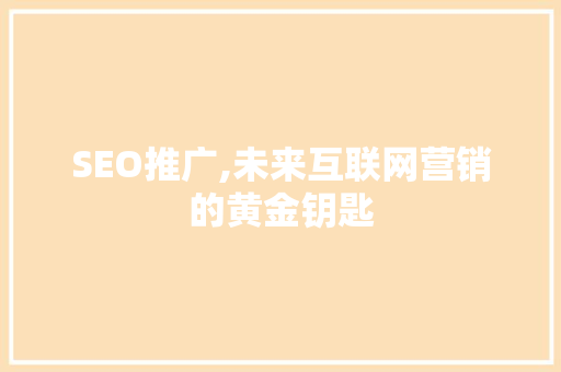 SEO推广,未来互联网营销的黄金钥匙