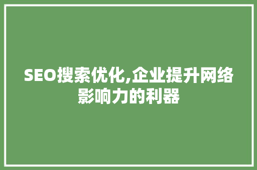 SEO搜索优化,企业提升网络影响力的利器
