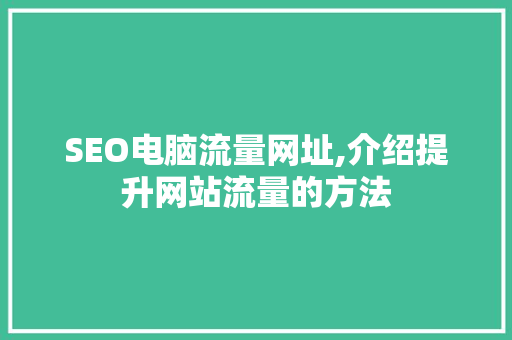 SEO电脑流量网址,介绍提升网站流量的方法