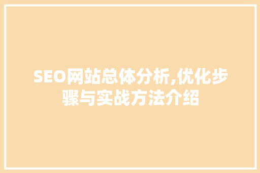 SEO网站总体分析,优化步骤与实战方法介绍