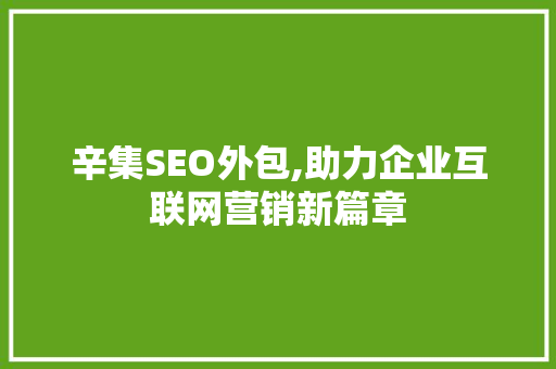 辛集SEO外包,助力企业互联网营销新篇章
