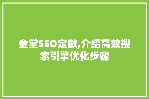 金堂SEO定做,介绍高效搜索引擎优化步骤