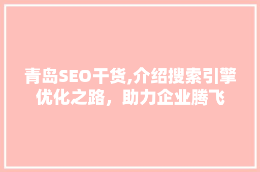 青岛SEO干货,介绍搜索引擎优化之路，助力企业腾飞