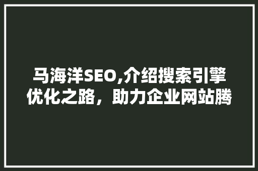 马海洋SEO,介绍搜索引擎优化之路，助力企业网站腾飞
