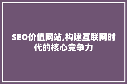 SEO价值网站,构建互联网时代的核心竞争力