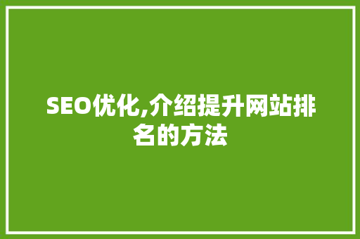 SEO优化,介绍提升网站排名的方法
