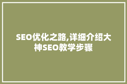 SEO优化之路,详细介绍大神SEO教学步骤  第1张
