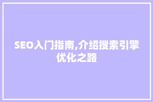 SEO入门指南,介绍搜索引擎优化之路