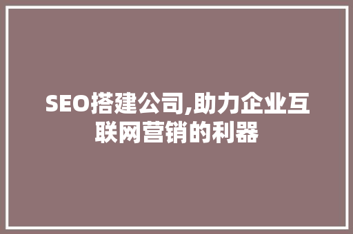 SEO搭建公司,助力企业互联网营销的利器