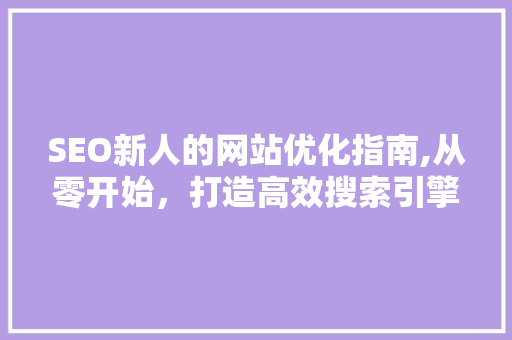 SEO新人的网站优化指南,从零开始，打造高效搜索引擎排名