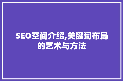 SEO空间介绍,关键词布局的艺术与方法