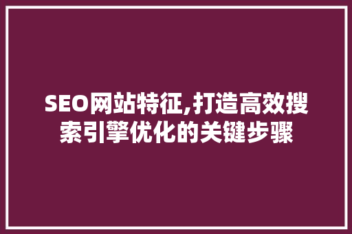 SEO网站特征,打造高效搜索引擎优化的关键步骤
